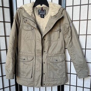 KÜHL Projekt Parka Sherpa Lined Jacket Women’s Small | Utility Khaki Winter Coat